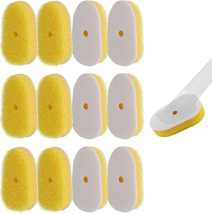 12 Packs Dish Wand Sponge Refills Compatible with Scrub Daddy - Replacement Heads, Dish Scrubber Brush for Cleaning Stuck-on Food, Sponge Replacement Heads for Kitchen Cleaning, (Only Refills)