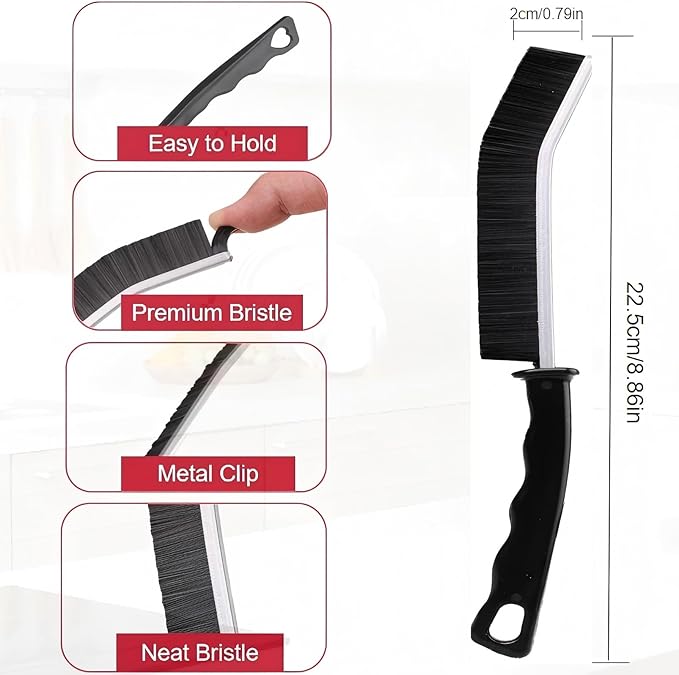 Crevice Cleaning Brush Cleaning Supplies Cleaning Tools Essentials - Stiff Bristle Scrub Brush for Bathroom, Kitchen, Windows, Faucets, Toilet, Grout, Car Household 2 Pcs
