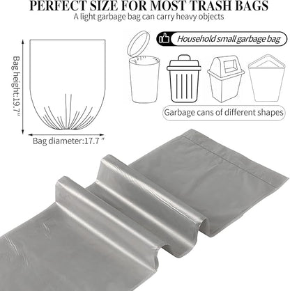 3 Rolls Small Trash Bags - 60 Counts Durable 4 Gallon Small Garbage Bags for home office kitchen Bathroom Bedroom Trash Can liners（Silver）