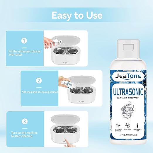 Ultrasonic Jewelry Cleaner Solution for Ultrasonic Cleaner Machine, Professional Cleaning of Jewelry, Diamonds, Gold, Silver, Remove Odors, Discoloration & Stains 50ml