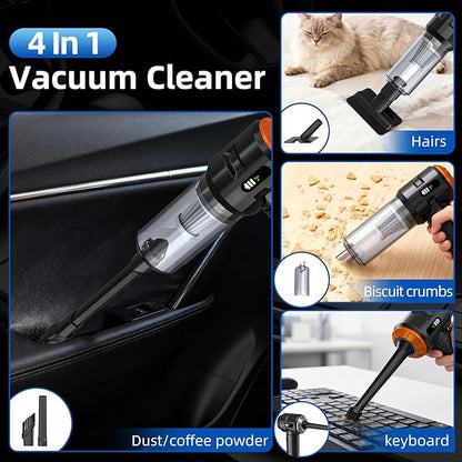 Sycoodeal Handheld Car Vacuum Cleaner, 25000PA Strong Cyclonic Suction Portable Mini Vacuum Cordless with Digital Display Lightweight for Pet Hair, Car, Home, Office, Kitchen (Orange)