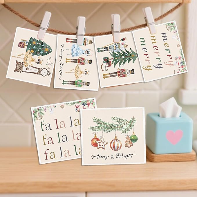 Nutcracker Christmas Swedish Dish Cloths - 6PCS Christmas Swedish Dishcloths for Kitchen, Fairy Themed Washing Reusable Dishes Towels, Xmas Washable Cleaning Sponge for Cleaning Fast Drying