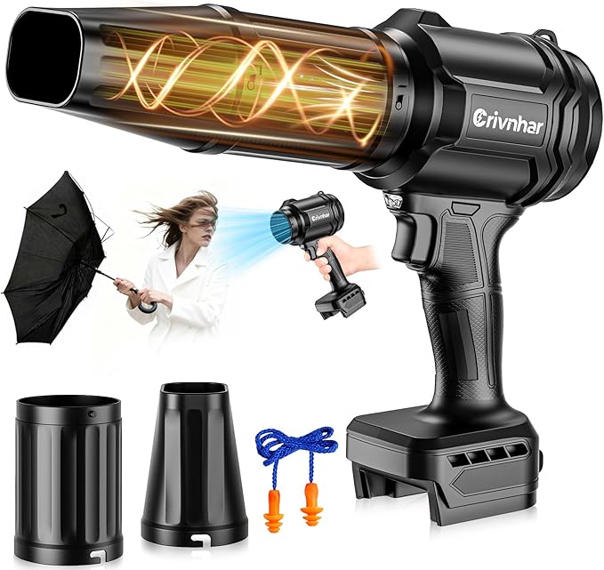 Cordless Leaf Blower Compatible for Milwaukee 18V Battery – Brushless Motor(Tool Only), 36,000 RPM Variable Speed Mini Garden Blowers with LED + 2 Nozzles, for Wet Leaves, Debris, Driveway, Lawn