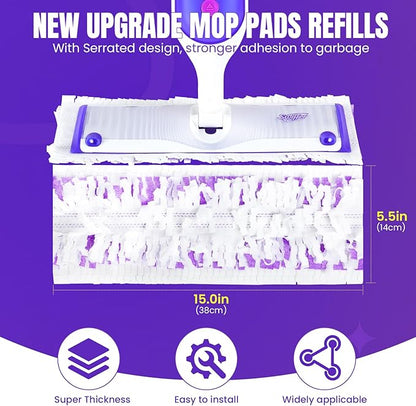 40 Pcs Power Mop Pads for Swiffer PowerMop 500+ Strips Multi-Surface Refill Pad Disposable Spray Mopping Pads Head Refills for Floor Cleaning (Quick-Absorb, No Residue & Disposable)