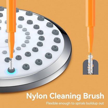 50PCS Shower Head Cleaning Brush, Shower Head Cleaner Tool for Showerhead Small Hole Nozzle, Anti-Clogging Multifunctional Crevice Cleaning Brush with Protective Cover & Storage Boxes(Orange, White)