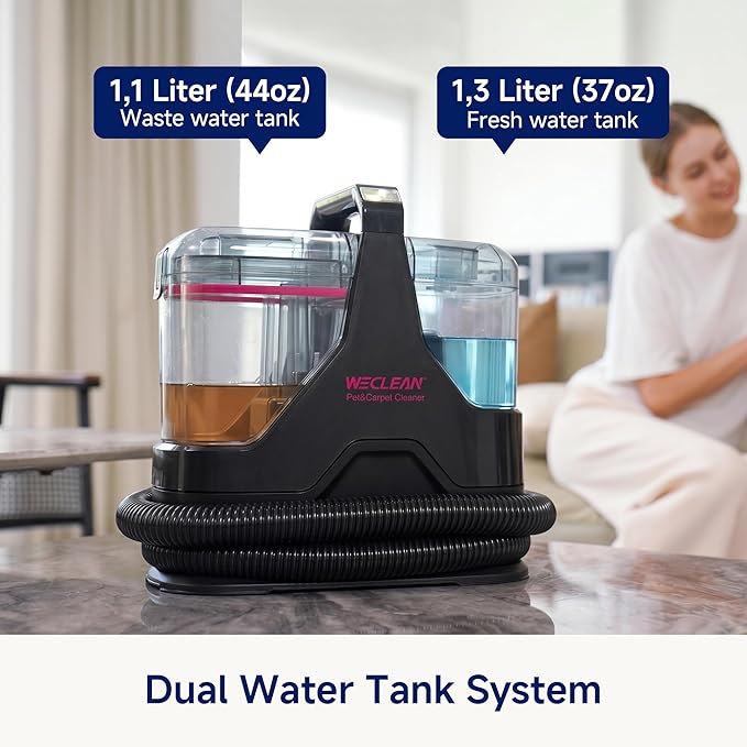 Portable Carpet Cleaner，18kPa Handheld Spot Cleaner for Upholstery and Car Interior，Cordless Pet Stain Remover with 500ml Tank，Lightweight for Sofa，Couch，Stairs，Mattress，Black and Pink