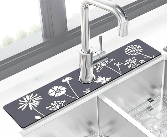 Kitchen Sink Splash Guard Faucet Mat -1 PC Super Absorbent Fast Drying Mat Sink Gadgets-Splash Guard Behind Faucet Drip Catcher for Kitchen(23.5" X 5.5" )