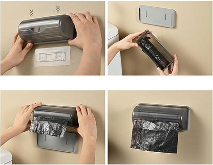 Trash Bag Dispenser Wall Mounted,Plastic Bag Roll Holder,Garbage Bag Holder Cabinet,Kitchen Trash Can Liner Organizers, White
