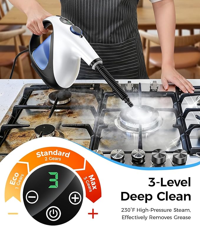 Handheld Steam Cleaner for Home 3s Instant Heat-Up No Need to Wait, Upgrade 2 LB Light Weight Easy Refill Portable Steamer Cleaner for Furniture Couch Grout Walls Kitchenware (White)