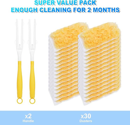 Duster Refill Compatible with Swiffer Duster Handle, 360 Heavy Duty Duster Refills with 2 Handles, Compatible with Swiffer Duster Refills for Dusting Vents, Baseboards, Furniture, 22 Count