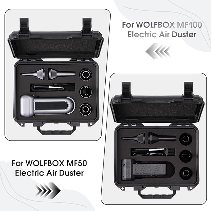 Hard Case for WOLFBOX MF100/MF50 Electric Air Duster | High-Density Protective EVA Liner | Portable Travel Carrying Organizer Storage Bag Holder for Blower Tool Accessories | Black & CASE ONLY