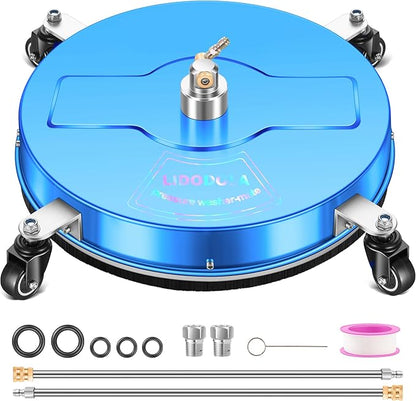 LidoDola 19'' Pressure Washer Surface Cleaner with 4 Wheels - Stainless Steel Surface Cleaner for Pressure Washer Attachment for Concrete, Driveway, Patio, Sidewalk, Deck and Driveways (19 INCH Blue)