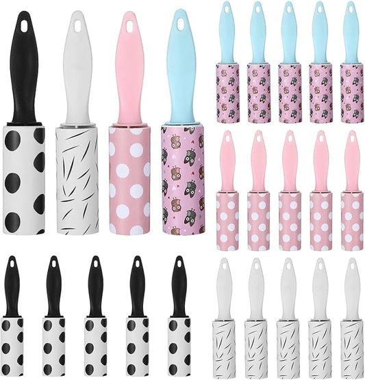 24 PCS Mini Lint Roller 720 Sheets Lint Rollers for Pet Hair Extra Sticky Travel Size Pet Hair Remover Compact Lints Roller for Clothes Portable Sticky Remover for Dust Furniture Car Seat Gift Bags