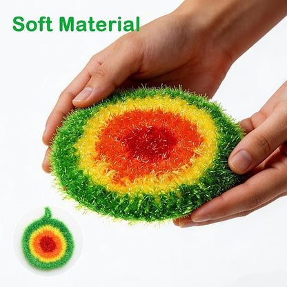 5PCS Round Dish Scrubbies, Reusable Dish Scrubber Sponge, Kitchen Cleaning Cloth with Hooks, 6.3Inches in Diameter, Hand-Safe and Odor-Free, Strong Oil Resistance and Easy Foaming
