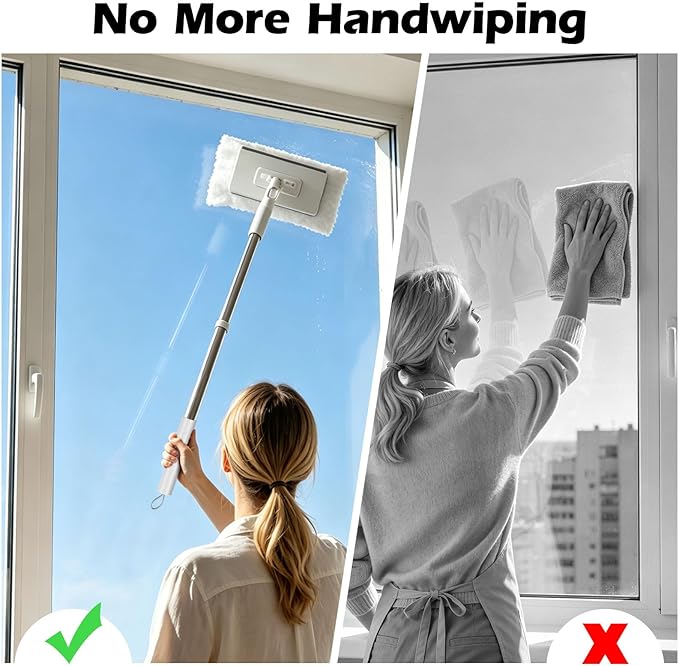 Mini Sweeper Mop,Masthome Reusable Clamp Mop with Short Stainless Steel Handle,1 Second Installation,Flat Dust Mops for House Wall,Bathroom, Windows, Corners, Includes 1 Sweeping Cloth