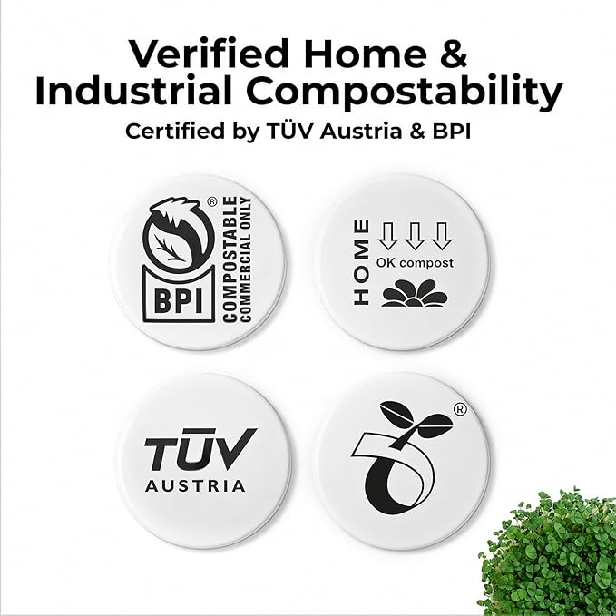 Compostable Trash Bags for Kitchen Compost Bins - 13 Gallon Drawstring Compost Bags, Green Compostable Bags Heavy Duty 1.02 Mil, 49.2 L Tall Kitchen Food Scrap Bags, BPI ASTM D6400, PFAS-Free