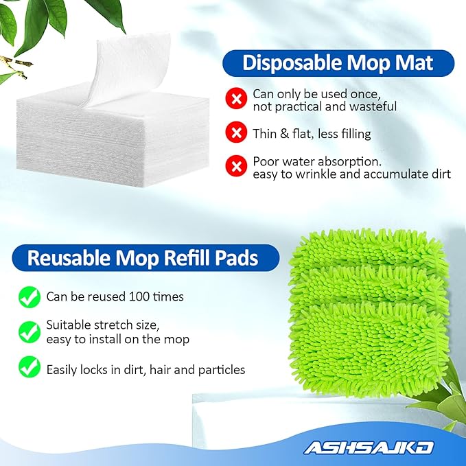 Ashsajkd 4Pcs for Swiffer Reusable Dry Sweeping Cloths Microfiber Wet Mop Pads Compatible with Swiffer Sweeper Mop ,Replacement Wet Mopping pad Refills & for Swiffer Sweeper Mop