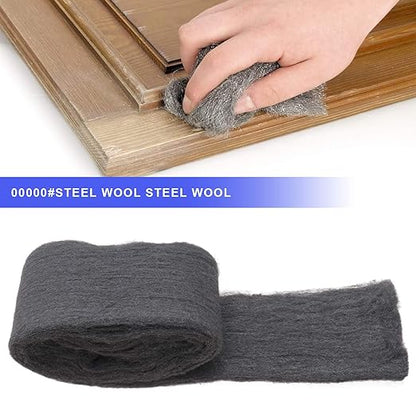 SING F LTD 2 Rolls of 120g Steel Wire Wool Ultra Fine 00000 Grade Soft Abrasion Resistance for Glass Cleaning Marble Furniture Polishing