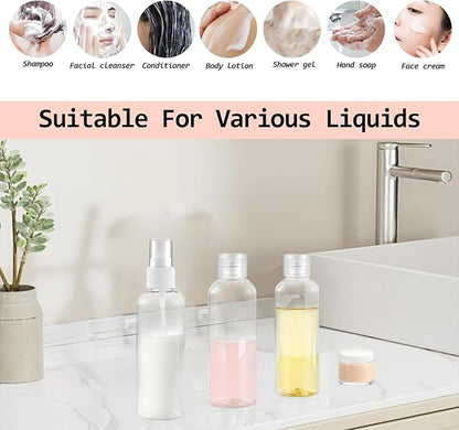 Ninsula 8Pcs Travel Bottles Set, TSA Approved Travel Size Toiletries, Reusable Leak Proof Cosmetic Containers for Shampoo, Conditioner, Cream -Women Men Travel Essentials