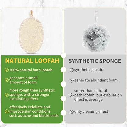 6 Pack Natural Loofah Body Scrubber (6 Pack) - 6.2 * 4.3 Inch Exfoliating Loofah for Removing Dead Skin and Dry Skin, Large Size Loofah Body Sponge for Women and Men to Clean Pores