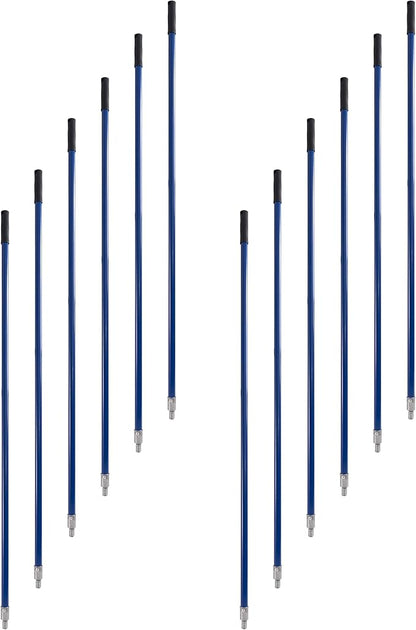 Matthew Cleaning Commercial Screw On Mop Handle for Floor Cleaning Heavy Duty Mop Head Replacement Holder 60inch with Threaded Metal Tip(Blue, 12 Pack)