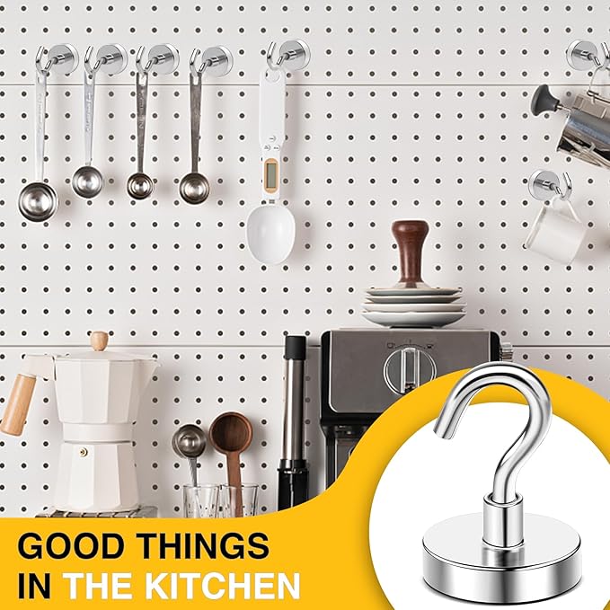 DIYMAG Magnetic Hooks, 120lbs+ Magnet Hook 2026 Cruise Cabin Ship Essentials Heavy Duty Strong Magnets Refrigerator Fridge Hanging for Classroom Beach Vacation Kitchen Grills Home 20 Pack (Silver)