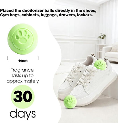 SCENTORINI Shoe Deodorizer Balls, 8 Pack Jasmine Scent Sneaker Deodorizer Balls, Odor Eliminator for Smell Shoes Boots, Long Lasting Shoe Freshener for Gym Bags, Drawers and Small Spaces