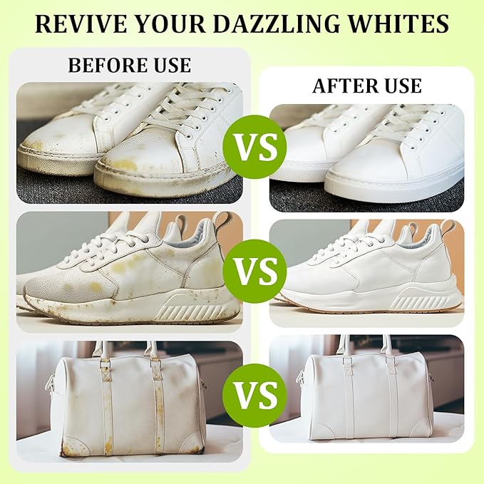 2 Pack White Shoe Paint Polish Pen with Brush Tip, Permanent Waterproof Leather Paint for Shoes, Sneakers, Bags & Purses | Stain Remover, Leather Restorer, Scuff Repair, Shoe Whitener