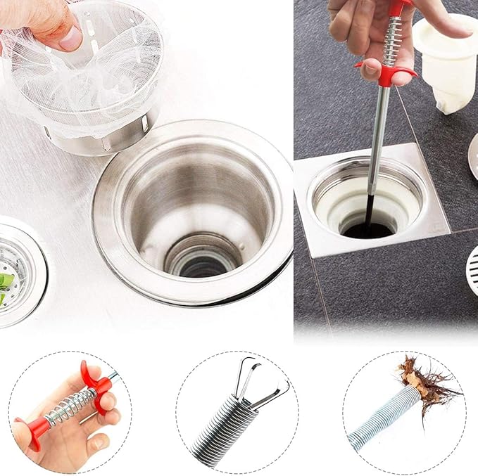 Drain Snake,33 inch Flexible Grabber Claw Pick Up Reacher Tool,Drain Clog Remover - Gutter Cleaning Tools for Home Sink, Bathroom Tub,Drain, Toilet, Tight Spaces