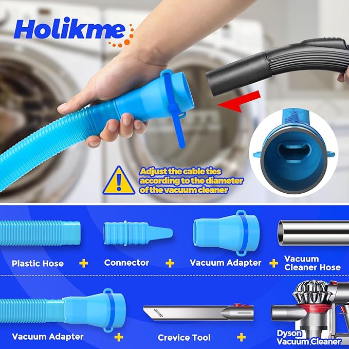 Holikme 3 Pieces Dryer Vent Cleaner Kit - Dryer Lint Screens Cleaner Brush Part,Dryer Vent Trap Vacuum Brush,Vacuum Hose Attachment,Compatible with Most Vacuum Cleaner,Quickly Lint Removers