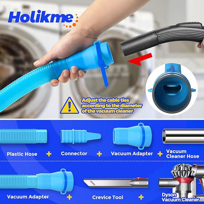 Holikme 3 Pieces Dryer Vent Cleaner Kit - Dryer Lint Screens Cleaner Brush Part,Dryer Vent Trap Vacuum Brush,Vacuum Hose Attachment,Compatible with Most Vacuum Cleaner,Quickly Lint Removers