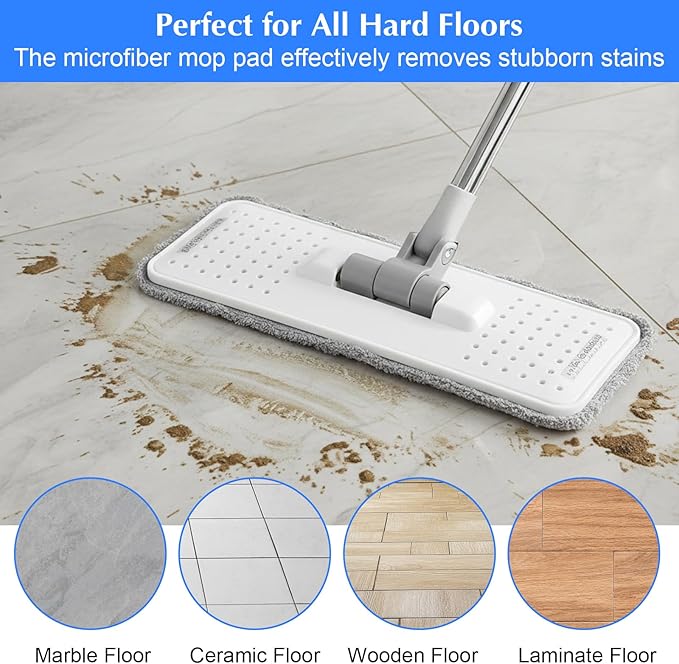 20Pcs Mop Replacement Pads, 13" x 4.9" Universal Mop Pads Reusable Squeeze Microfiber Mop Head Refills Washable Wet Mop, Wet/Dry Mops Flat Compatible with Most 11-13” Size Mops