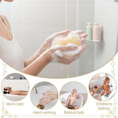 40 PCS Mesh Soap Bags, Exfoliating Soap Pouch with Drawstring, Bubble Mesh Net Bags Soaps Bag for Shower and Face Cleansing, White
