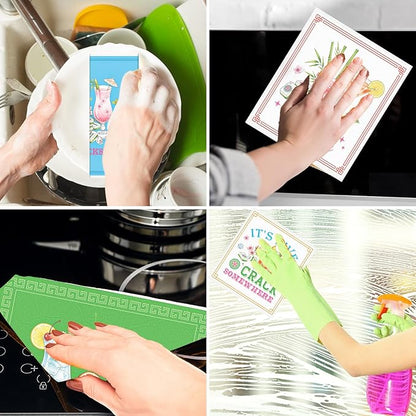Mahjong Swedish Dishcloths for Kitchen - 6PCS Mah Jong Swedish Cloths for Washing Dishes, Cocktail Reusable Dish Towels Gifts, Washable Cleaning Sponge Gifts Quick Drying
