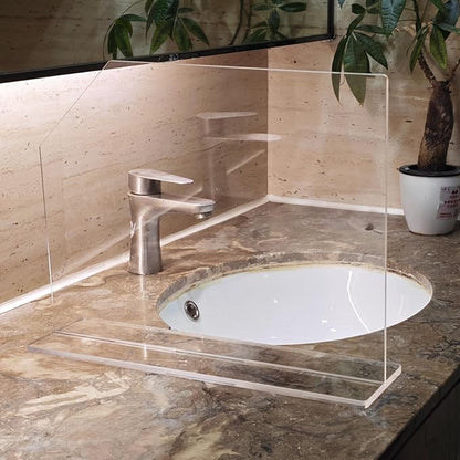 2 Pcs Acrylic Sink Splash Guard with Self-adhesive Anti-slip Rubber Pads Clear Splash Guard for Kitchen Sink Area for Restroom, Laboratory, Office (15.7"x11.8")