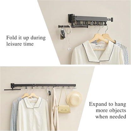 RFOUO Wall Mounted Clothes Drying Rack,Drying Rack Clothing Wall Mount with Foldable Features(Tri-Fold),Space Saver,Wall Mounted Drying Rack for Laundry Balcony Bathroom (Black)