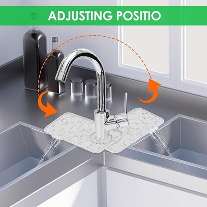 Dimeho Sink Faucet Splash Guard Mat Silicone Soap Dish Pad Small Faucet Handle Drip Catch Sponge Holder Sink Protector Trays for Bathroom Kitchen Countertop Gadgets Accessories 8.3 x 5.7 Inch