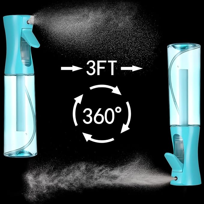 Hair Brush Set with Continuous Spray Bottle，Slick Back Hair Brush Back Brushing, Combing, Slicking Hair (Blue)