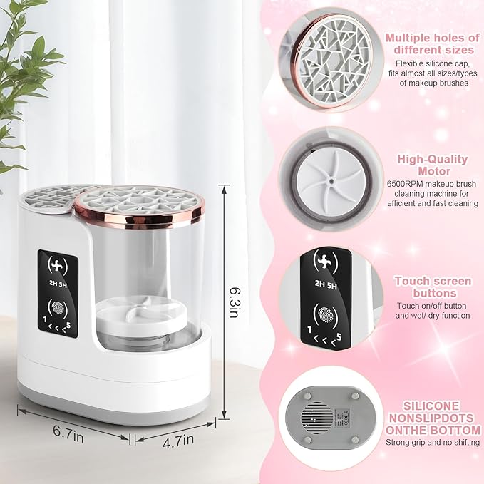 3 IN 1 Electric Makeup Brush Cleaner & Dryer Machine with Automatic Cleaning and Drying Functions, Portable USB Design with Smart Touch Controls for Makeup Brushes, Perfect Gift for Makeup Lovers