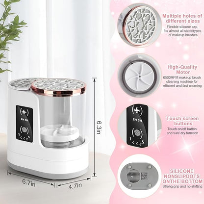 3 IN 1 Electric Makeup Brush Cleaner & Dryer Machine with Automatic Cleaning and Drying Functions, Portable USB Design with Smart Touch Controls for Makeup Brushes, Perfect Gift for Makeup Lovers