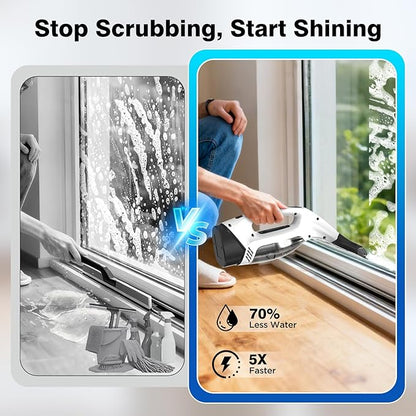 Window Vacuum Squeegee Cordless, 2000Pa Electric Window Cleaner Tool with 2200mAh & 150ml Water Collection Tank, Cleaning Kit Shower Squeegee for Glass Doors, Tiles, Mirrors, Car (Beige)