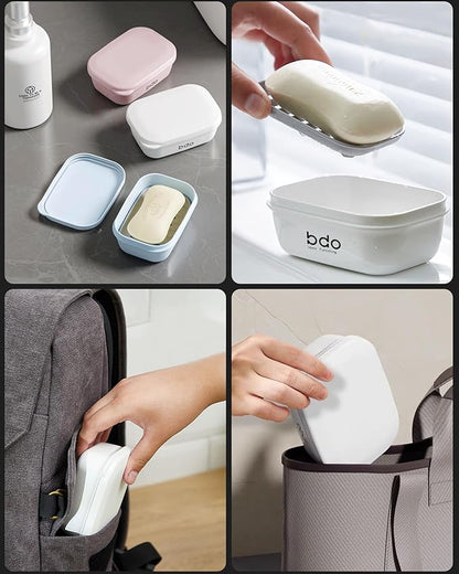 PEISAINOX Travel Soap Case, Leakproof Soap Container with Lid, Portable Bar Soap Holder for Traveling, Soap Dishe for Bathroom, Shower, Gym, School, Camping, Vacation, Outdoor (White)