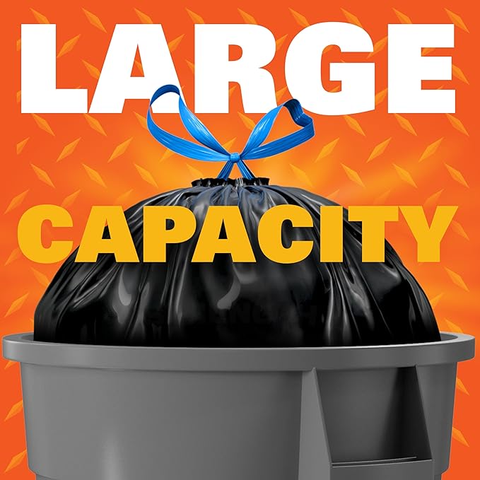 Hefty Strong Extra Large Trash Bags,Black,33 Gallon,48 Count (Pack of 3)