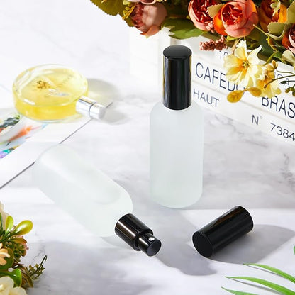 Tessco for you 1 Pcs Glass Spray Bottles Empty Perfume Atomizer Refillable Clear Decorative Empty Bottles with Fine Mist Sprayer Pump for Face Body Travel (Black,3.4 oz)