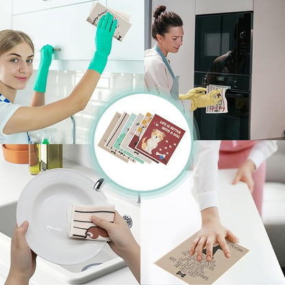 6 Pack Swedish Dishcloths for Kitchen, Swedish Dish Cloths, Super Absorbent Reusable Paper Towels Washable, Biodegradable, Quick Drying, Dishwasher Safe, Pets