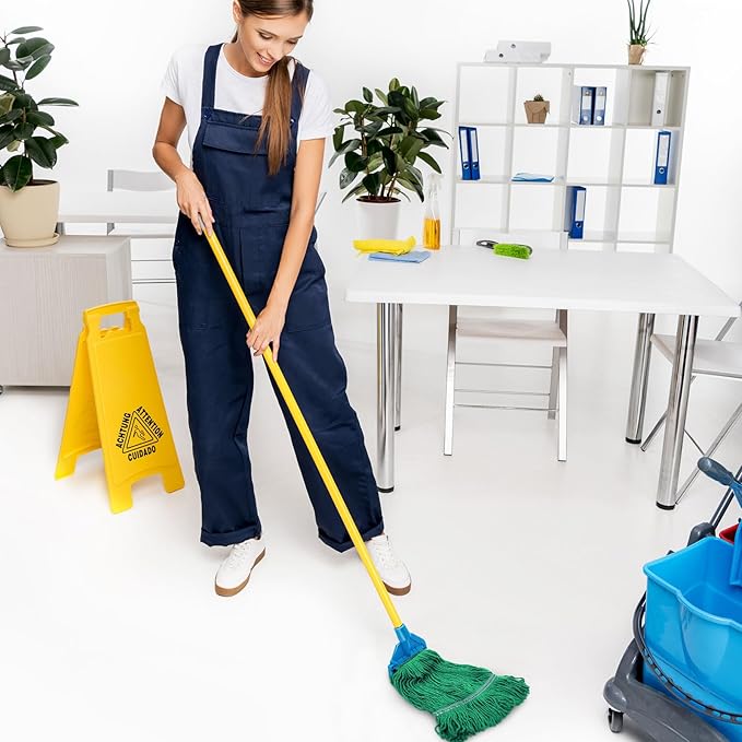 Nuogo 6 Pcs Commercial Mop Head Replacement Floor Cleaning Wet Mop Head Refills Heavy Duty Commercial General Cleaning(Green)