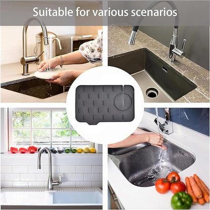 Sink Splash Guard, Pack of 2 Mini Kitchen Faucet Mat, Can be Used on Both Sides, Tap Sink Splash Guard, Splash Guard, Suitable for Kitchen Sink, Bathroom, Corner Sink, Protect Worktop (Black)