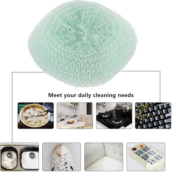 Yardwe 12pcs Kitchen Cleaning Balls Multi-Color Scrubbing Cookware Balls Safe Non-Shedding Dish Scrubbers for Pots and Pans Household Cleaning Random Color