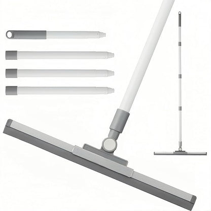 Floor Squeegee for Concrete Floor, Squeegee Broom, Magic Air Broom with 52'' Long Handle and 20'' Rubber Rotating Head for Shower Glass Doors, Bathroom Tile, Pet Hair, Window and Glass
