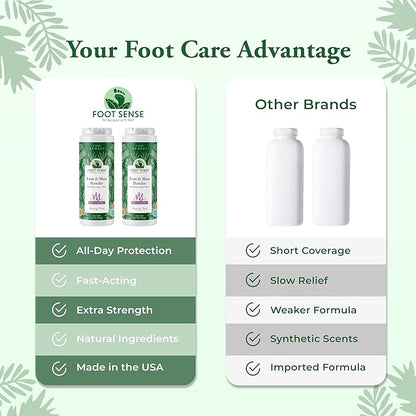 FOOT SENSE All Natural Foot & Shoe Powder, Foot Odor Eliminator for Long-Lasting Odor Control Lasts up to 6 Months, Deodorizes, Safe for Men, Women, Kids, Athletes, 100g